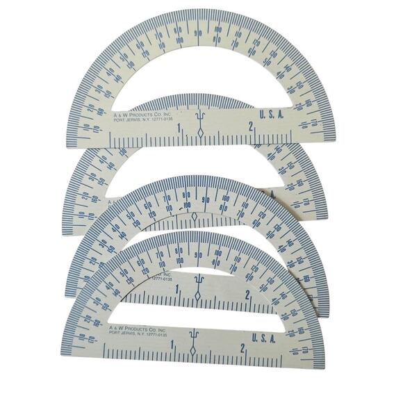 Lot of 4  Metal Protractors A&W Products Port Jervis NY Made in the USA - Picture 1 of 3